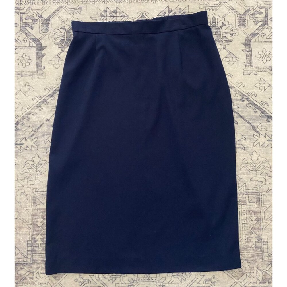 Koret Womens Navy Skirt Size 18 Midi Pencil Wool Blend Back‎ Zip Stretch Waist